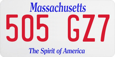 MA license plate 505GZ7