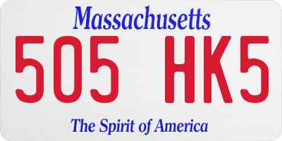 MA license plate 505HK5
