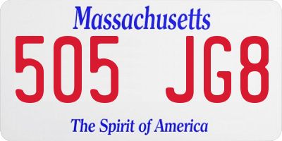 MA license plate 505JG8