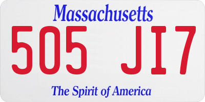 MA license plate 505JI7