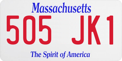 MA license plate 505JK1