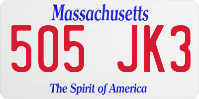 MA license plate 505JK3