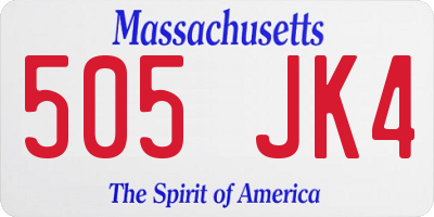 MA license plate 505JK4