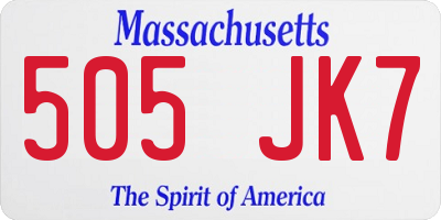 MA license plate 505JK7