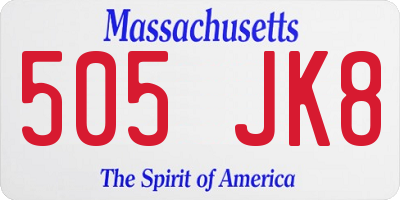 MA license plate 505JK8