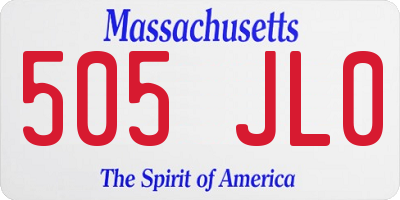 MA license plate 505JL0