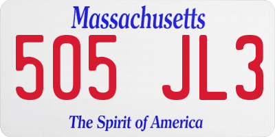 MA license plate 505JL3