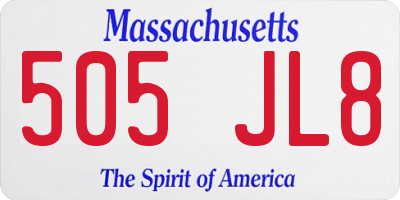 MA license plate 505JL8