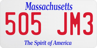 MA license plate 505JM3