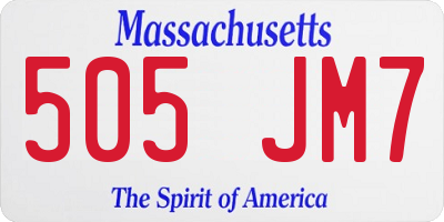 MA license plate 505JM7