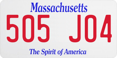 MA license plate 505JO4