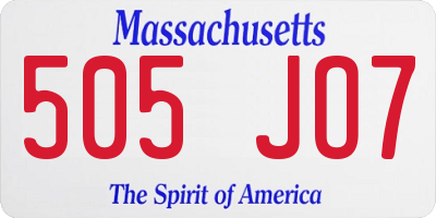 MA license plate 505JO7