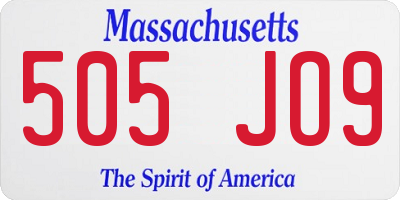 MA license plate 505JO9