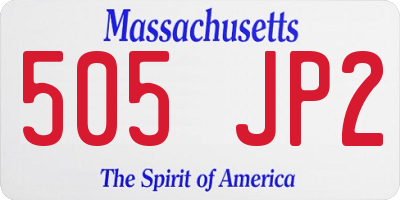 MA license plate 505JP2