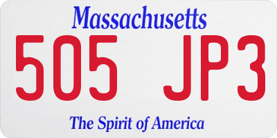MA license plate 505JP3