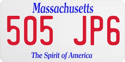 MA license plate 505JP6