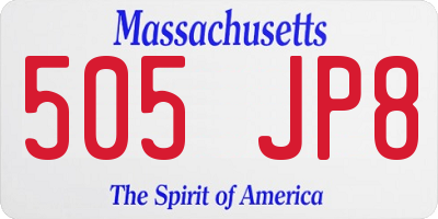 MA license plate 505JP8