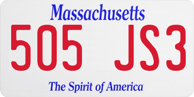 MA license plate 505JS3