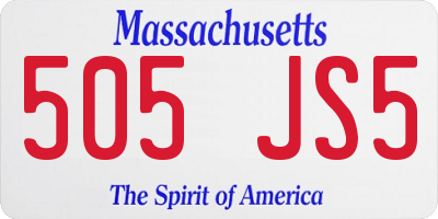 MA license plate 505JS5