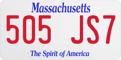 MA license plate 505JS7