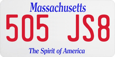 MA license plate 505JS8