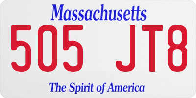 MA license plate 505JT8