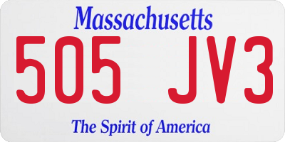MA license plate 505JV3