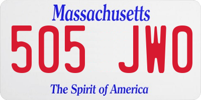 MA license plate 505JW0