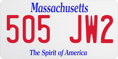 MA license plate 505JW2