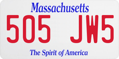 MA license plate 505JW5