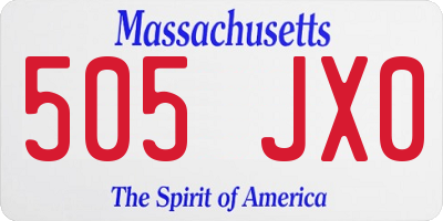 MA license plate 505JX0