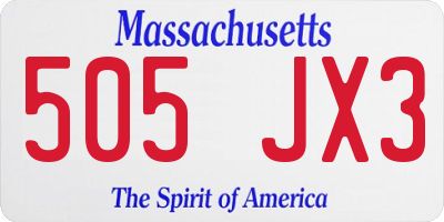 MA license plate 505JX3