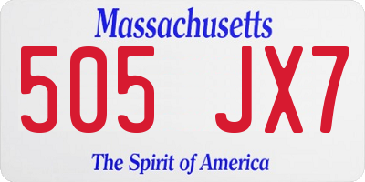MA license plate 505JX7