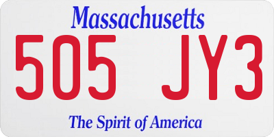 MA license plate 505JY3