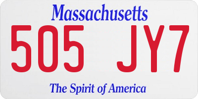 MA license plate 505JY7