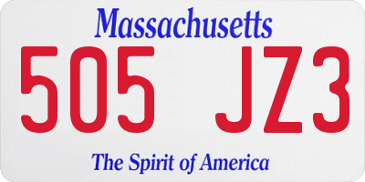 MA license plate 505JZ3