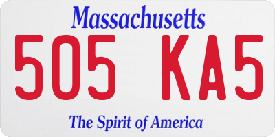 MA license plate 505KA5