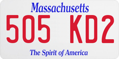 MA license plate 505KD2