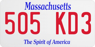 MA license plate 505KD3