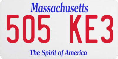 MA license plate 505KE3