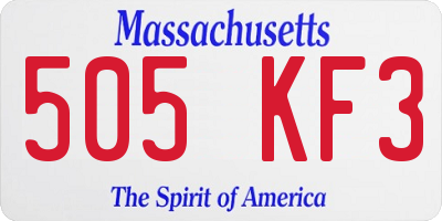 MA license plate 505KF3