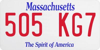 MA license plate 505KG7