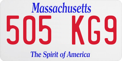 MA license plate 505KG9