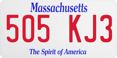 MA license plate 505KJ3