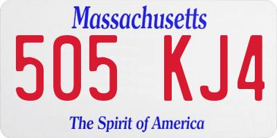 MA license plate 505KJ4