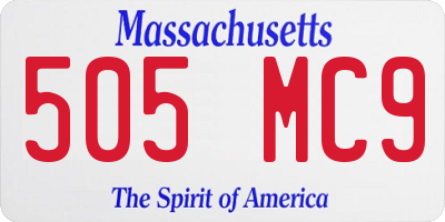 MA license plate 505MC9