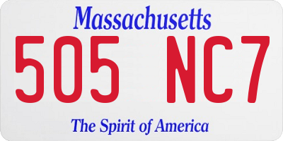 MA license plate 505NC7