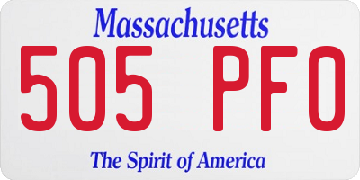 MA license plate 505PF0