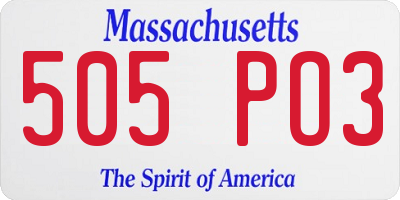 MA license plate 505PO3