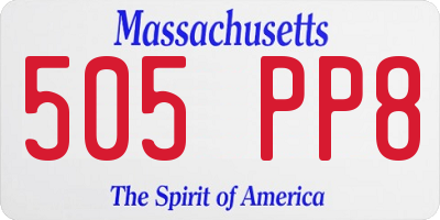 MA license plate 505PP8